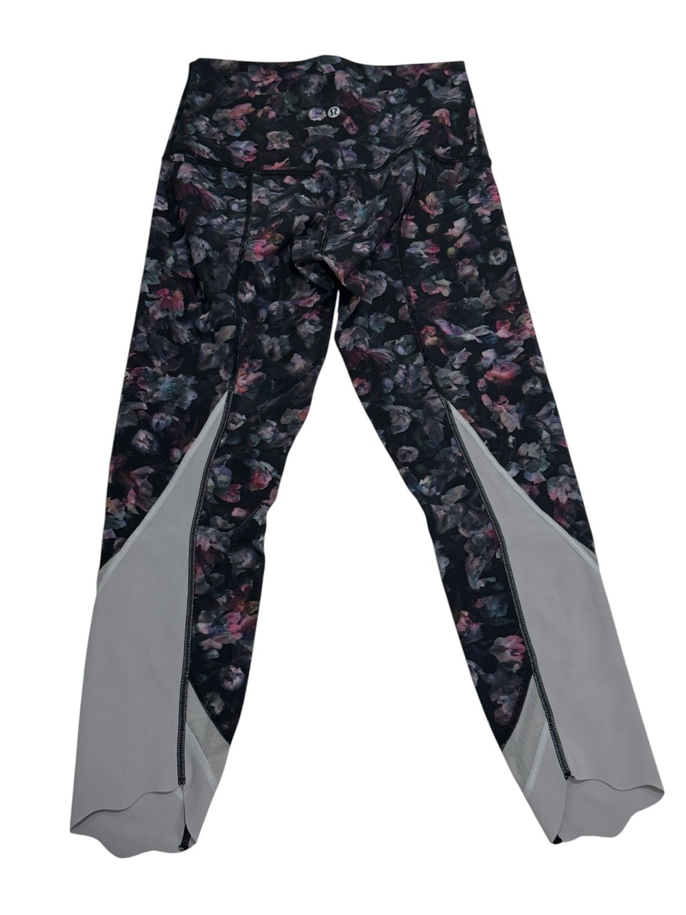 Lululemon Wunder Under Crop High-Rise leggings black purple floral 23" size 6 - Picture 4 of 8